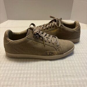 Puma Match Lo Snake Women's Shoes Chinchilla-Gold 363048-01 Size 9.5